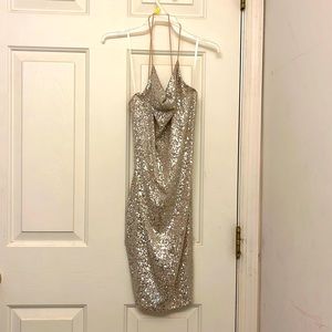 windsor mistyrose tan sequin mini dress